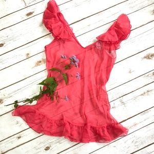 Rio Para Lelo Pink Ruffle Shoulder Lingerie 38